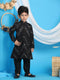 Boy's' Black Mirror Kurta Pyjama Set