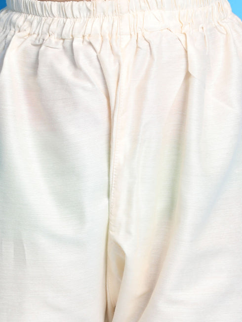 Boy's' White Mirror Kurta Pyjama Set