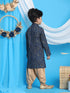 Boy's' Blue Bandhni Print Kurta And Rose Gold Patiyala Set