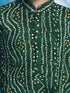 Boy's' Green Bandhni Print Kurta And Rose Gold Patiyala Set