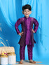 Boy's' Purple Jacket Style Kurta And Purple Pyjama Set