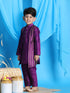 Boy's' Purple Jacket Style Kurta And Purple Pyjama Set
