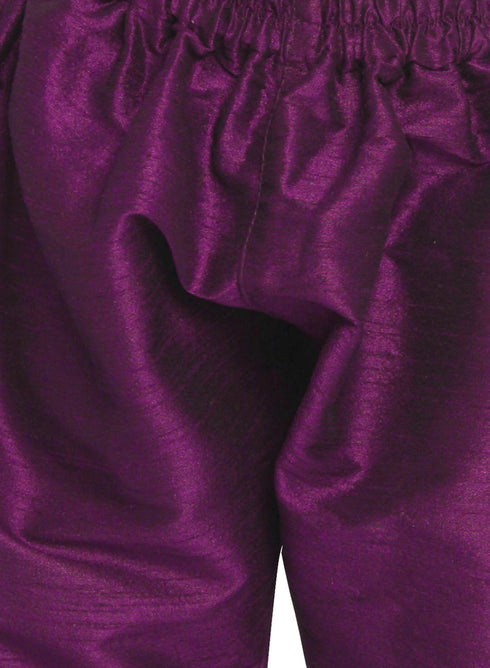 Boy's' Purple Jacket Style Kurta And Purple Pyjama Set