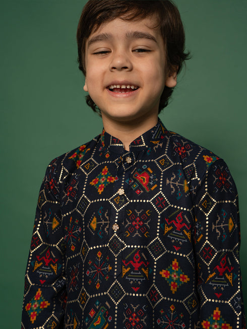 Boy's' Blue Kurta And Patiala Set