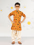 Boy's Mustard Kurta Patiala Set Foil Print