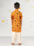Boy's Mustard Kurta Patiala Set Foil Print