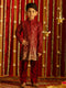 Boy's' Maroon Sequin With Zari Worked Georgette Kurta Pyjama Set