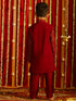 Boy's' Maroon Sequin With Zari Worked Georgette Kurta Pyjama Set