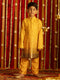 Boy's' Yellow Sequin With Zari Worked Georgette Kurta Pyjama Set