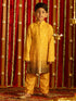 Boy's' Yellow Sequin With Zari Worked Georgette Kurta Pyjama Set