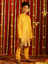 Boy's' Yellow Sequin With Zari Worked Georgette Kurta Pyjama Set