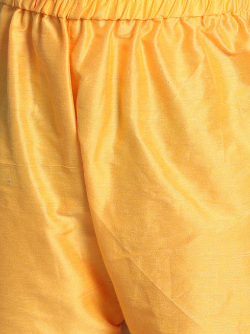 Boy's' Yellow Sequin With Zari Worked Georgette Kurta Pyjama Set