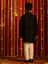 Boy's' Black And White Schiffli Kurta Pyjama Set