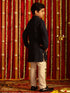 Boy's' Navy Blue And White Schiffli Kurta Pyjama Set