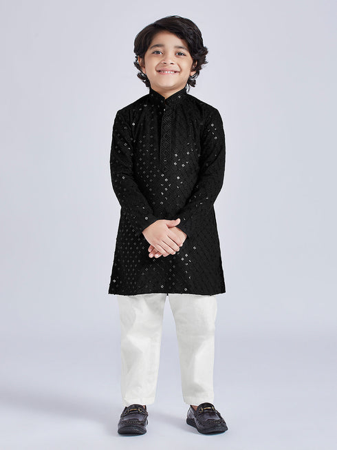 Boy's' Black Kurta And Pyjama Set