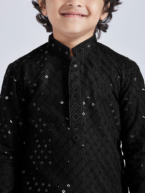Boy's' Black Kurta And Pyjama Set