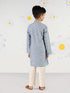 Boy's Aqua Silk Kurta Pyjama Set