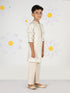 Boy's Cream Silk Kurta Pyjama Set