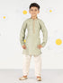 Boy's Mint Green Silk Kurta Pyjama Set