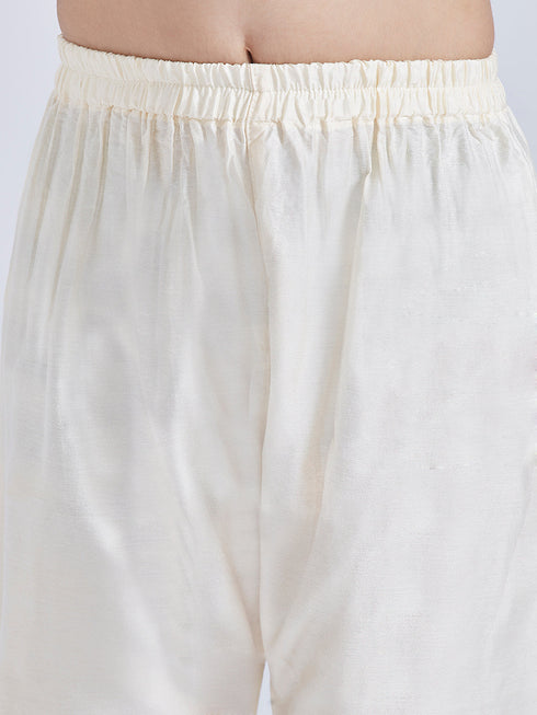 Boy's Peach Silk Kurta Pyjama Set