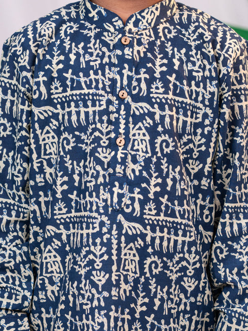 Boy's' Tribals Print Ethnic Kurta Pyjama Set