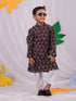 Boy's' Brown Printed Kurta Pyjama Set