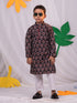 Boy's' Brown Printed Kurta Pyjama Set