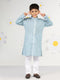 Boy's' Blue And White Kurta Pyjama Set