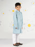 Boy's' Blue And White Kurta Pyjama Set