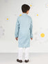 Boy's' Blue And White Kurta Pyjama Set