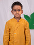 Boy's' Mustard Self Design Kurta Pyjama Set