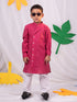 Boy's' Pink Self Design Kurta Pyjama Set
