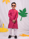 Boy's' Pink Self Design Kurta Pyjama Set