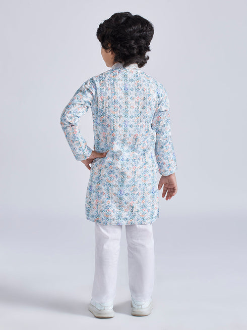 Boy's' Aqua Kurta And Pyjama Set