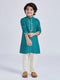 Boy's' Green And Cream Kurta Pyjama Set