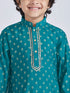 Boy's' Green And Cream Kurta Pyjama Set