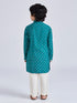 Boy's' Green And Cream Kurta Pyjama Set