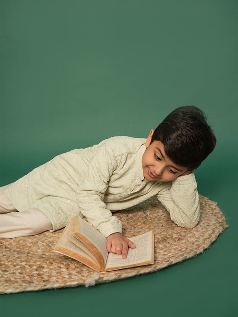 Boy's' Pista Green Kurta And Pyjama Set