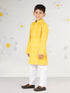 Infant Boy's' Yellow And White Cotton Kurta And Pyjama Set