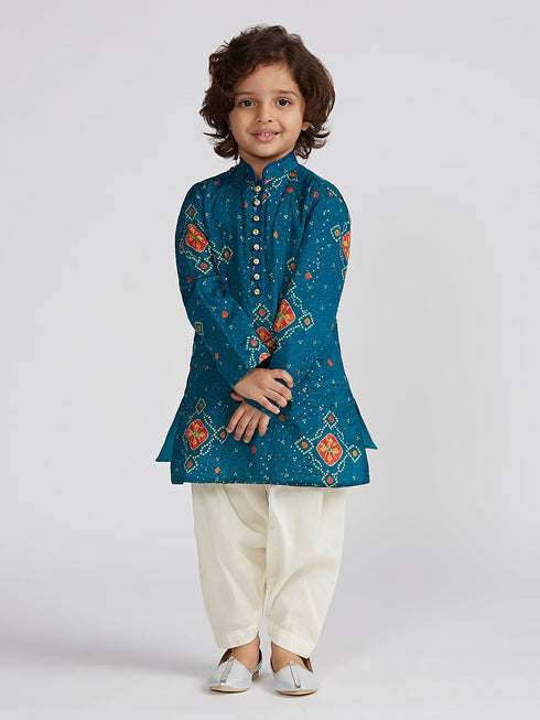 Boy's' Blue Kurta And Patiala Set