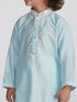 Boy's' Aqua And Cream Kurta And Pyjama Set