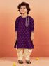 Boy's' Purple And Gold Kurta And Dhoti Set