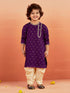 Boy's' Purple And Gold Kurta And Dhoti Set