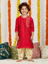 Boy's' Red And Gold Kurta And Dhoti Set