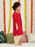 Boy's' Red And Gold Kurta And Dhoti Set