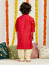 Boy's' Red And Gold Kurta And Dhoti Set