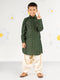 Boy's' Bottle Green Kurta And Patiala Set