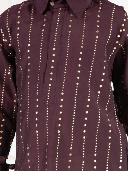 Boy's' Purple Kurta And Patiala Set