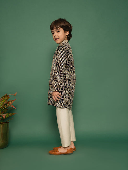 Boy's' Black Kurta And Pyjama Set