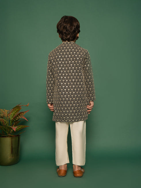 Boy's' Black Kurta And Pyjama Set